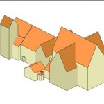 En f&ouml;renklade ritning av Vreta Kloster on Uddenskulptur Hunnebostrand, Sweden